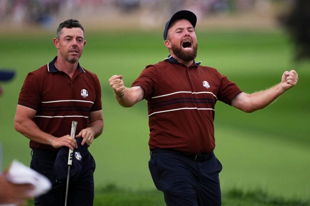 Lowry and McIlroy seal match one victory for dominant Europe after pair heckled by spectators