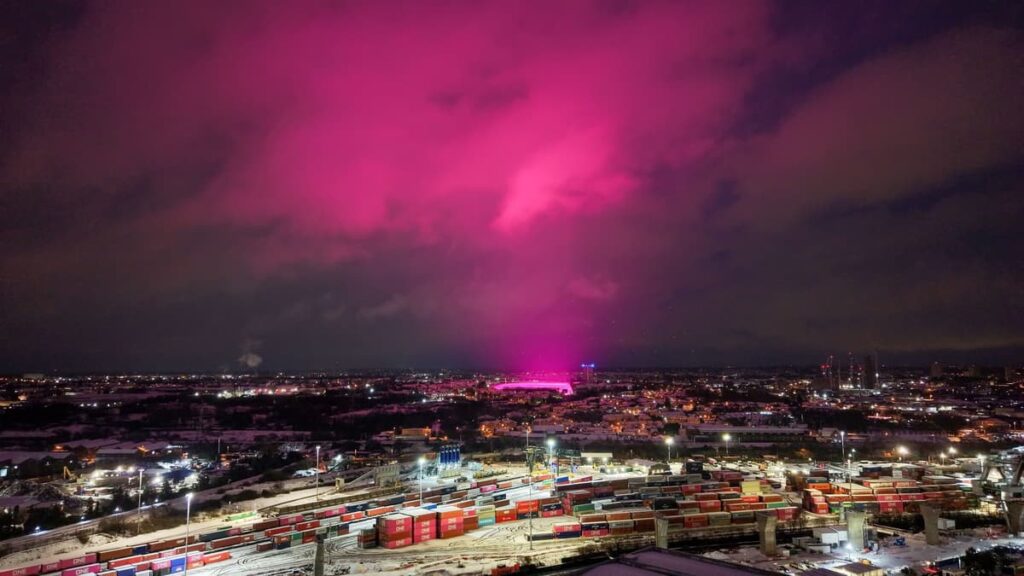 Pink glow lights up Birmingham sky – but what was the cause?