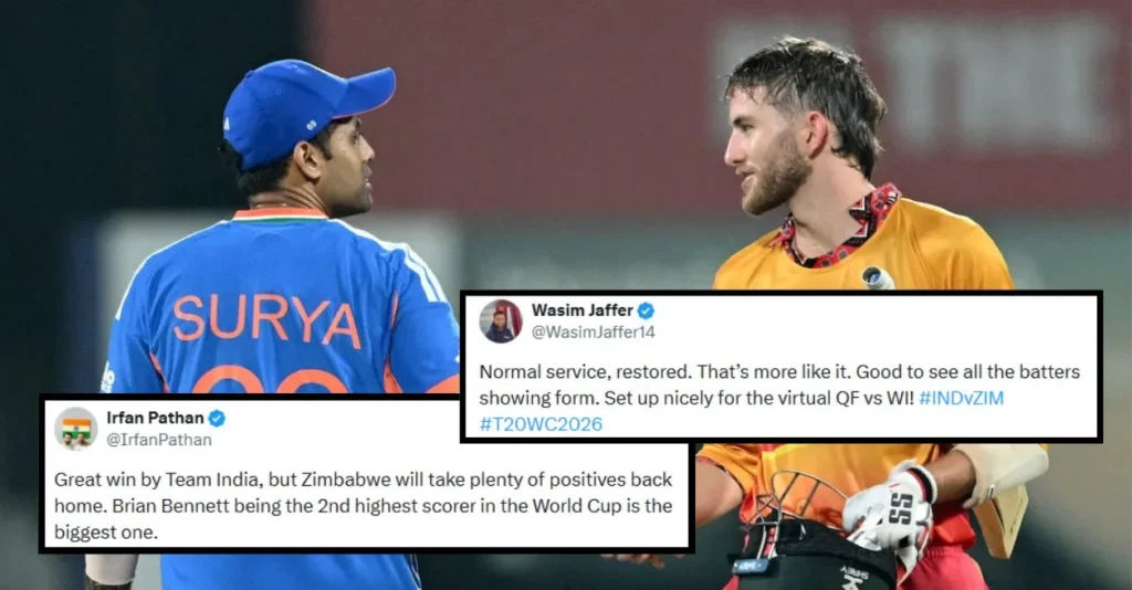 Fans erupt as India overpower Zimbabwe to keep T20 World Cup 2026 semifinal hopes alive despite Brian Bennett’s unbeaten 97