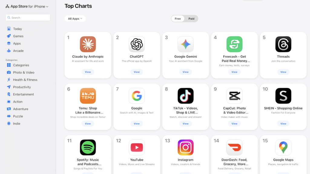 Anthropic’s Claude grabs top spot in App Store after Trump’s ban